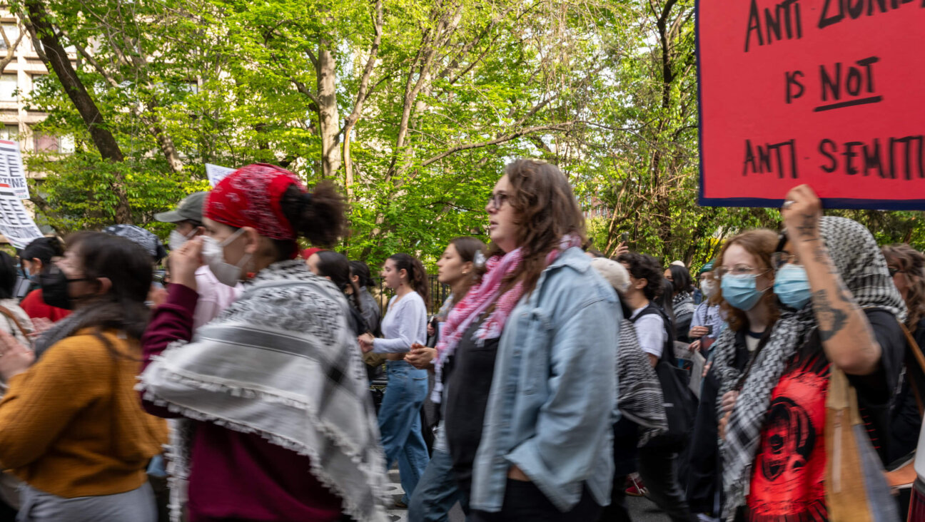 Pro-Palestinian protesters gather outside of New York University buildings in lower Manhattan on May 3.