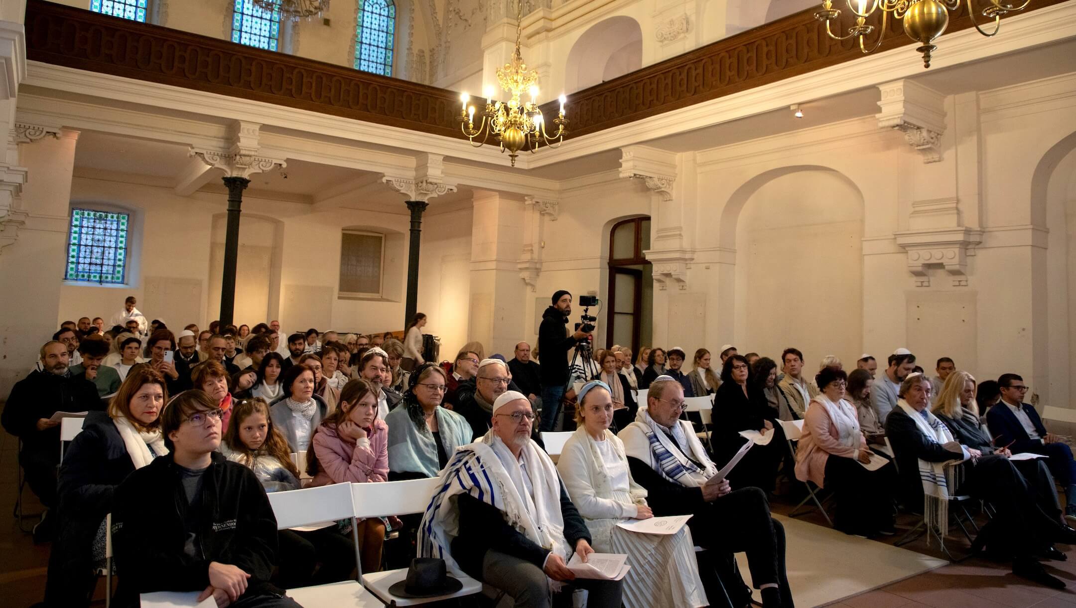 Congregants from Ec Chajim pray in Prague’s Klausen Synagogue on Yom Kippur, Oct. 11, 2024.