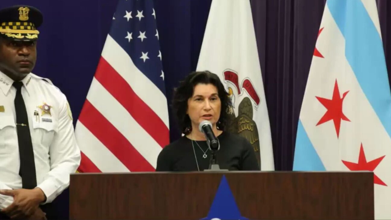 Alderman Debra Silverstein and Chicago Police Superintendent Larry Snelling speak at a press conference, Oct. 28, 2024. (Screenshot)