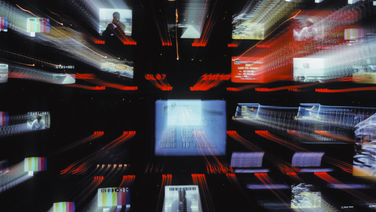  A close-up view of the NBC television control room screens during a 1988 Summer Olympics broadcast.