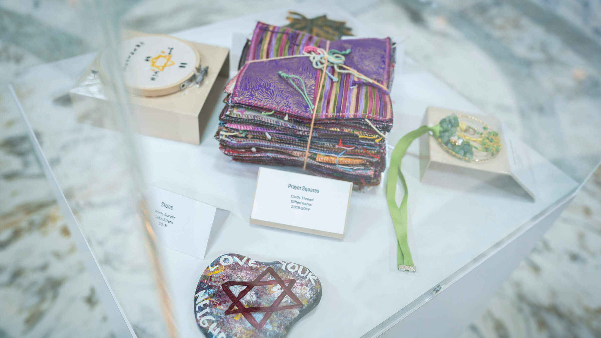 Artifacts are displayed at a Tree of Life exhibition to commemorate the 2018 Pittsburgh Synagogue Shooting at Tree of Life, in the Russell Senate Office Building Rotunda on Capitol Hill in Washington, DC on Wednesday, June 05, 2024. 