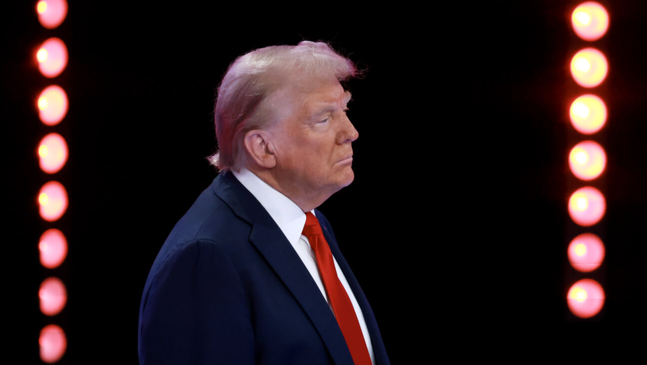  Republican presidential nominee, former U.S. President Donald Trump looks on during a Univision Noticias town hall event on October 16, 2024 in Doral, Florida.