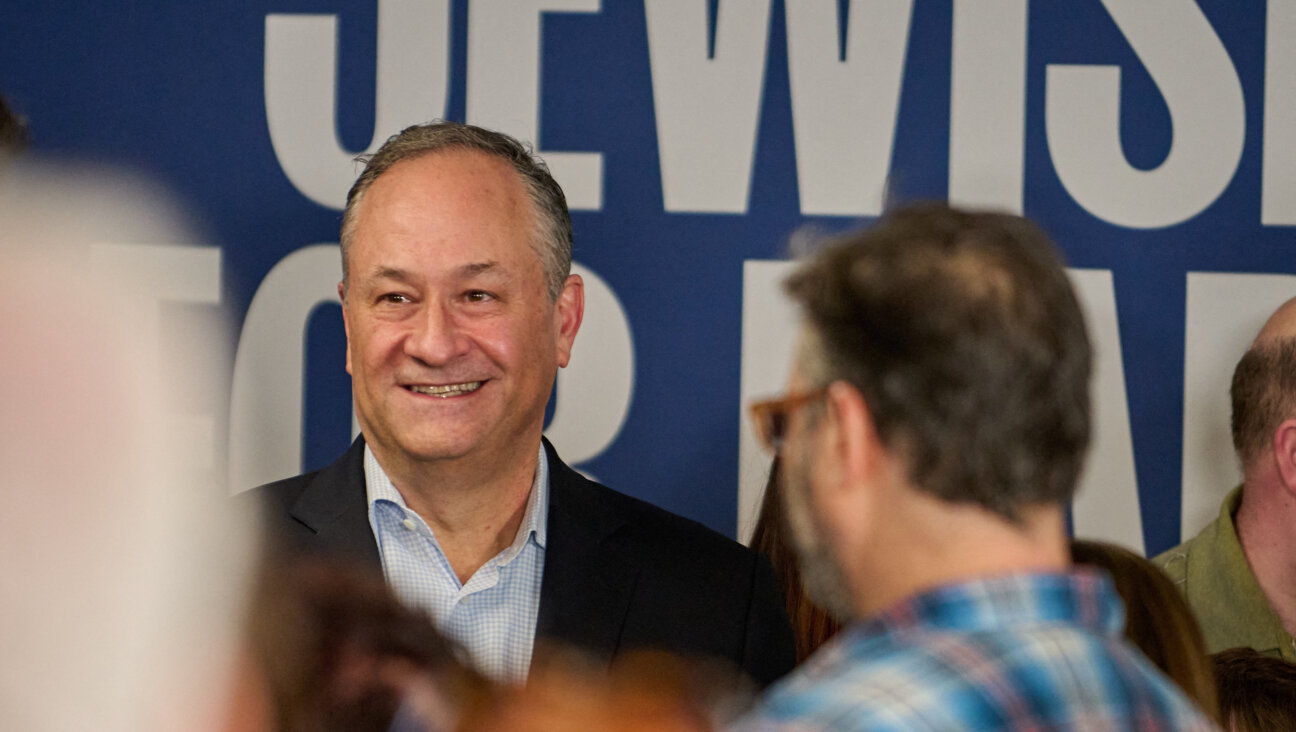 Second Gentleman Doug Emhoff speaks to Jewish voters during a rally for Vice President Kamala Harris in the 2024 presidential campaign at the Sheet Metal Workers Local 80 in Southfield, Michigan last Sunday.