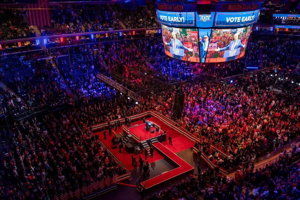 Former President Donald Trump speaks during a campaign rally at Madison Square Garden in New York on Oct. 27.