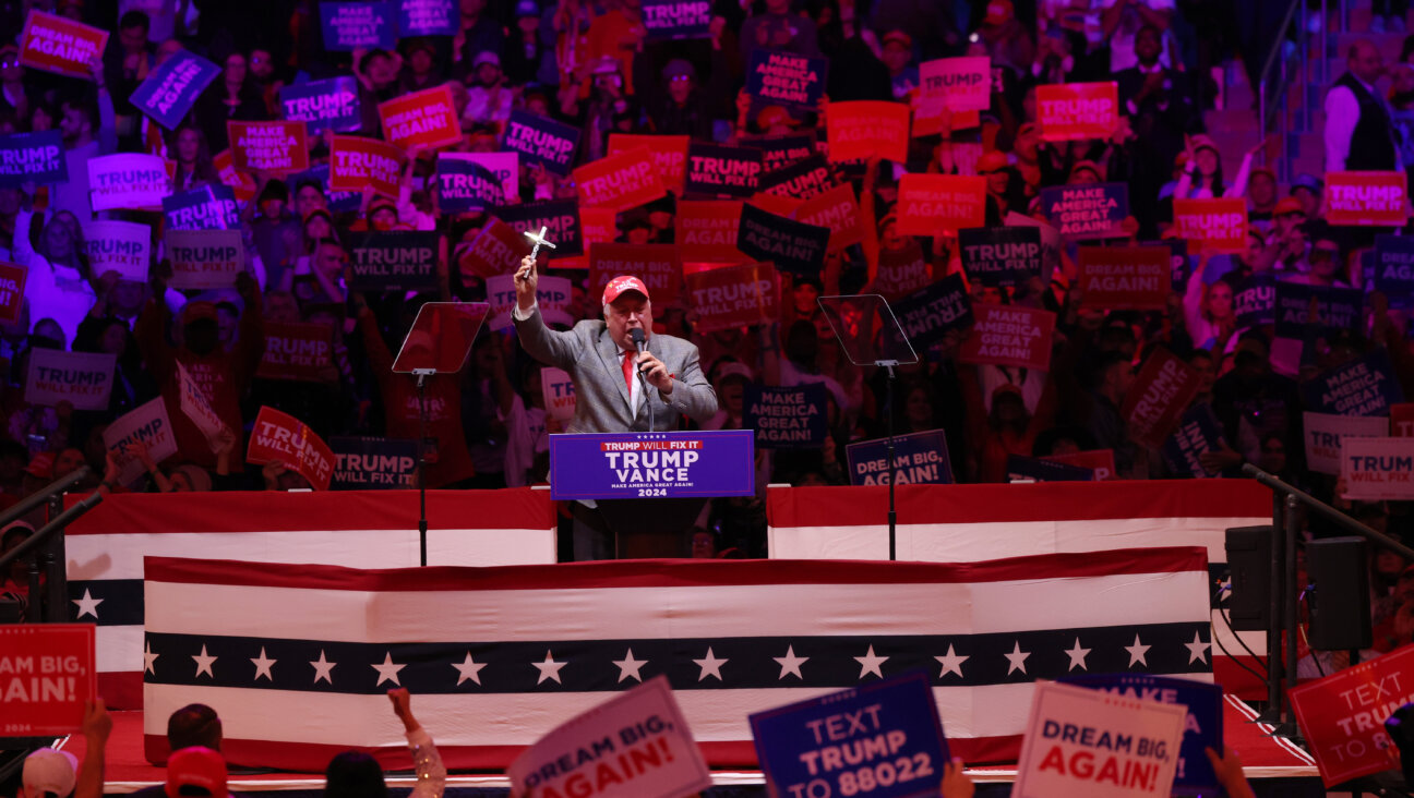 David Rem, former candidate for U.S. Congress, speaks before Donald Trump takes the stage at Madison Square Garden.