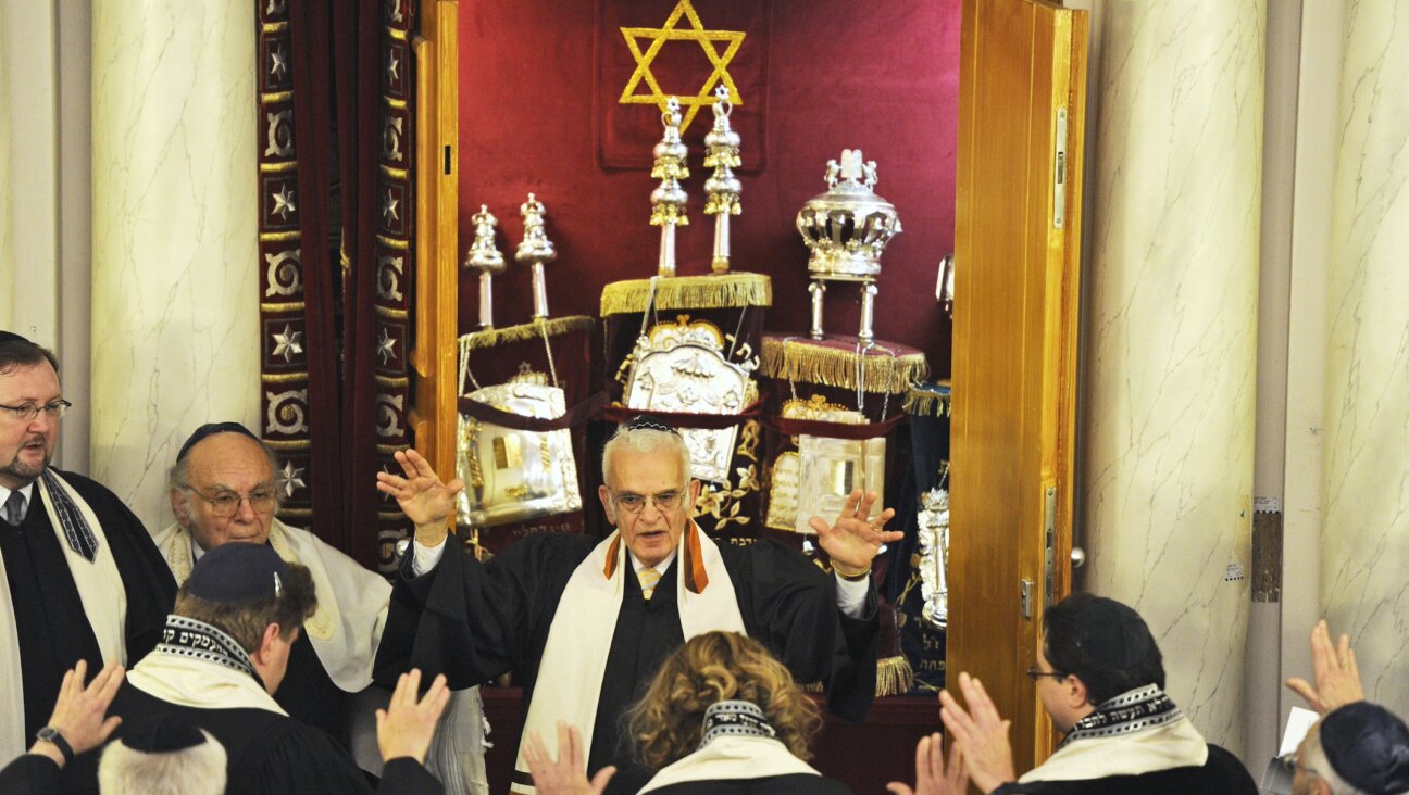 Rabbi Walter Jacob, center, ordains three rabbis during a ceremony at the Pestalozzi strasse Synagogue in Berlin, Nov. 4, 2010. (Odd Andersen/AFP via Getty Images