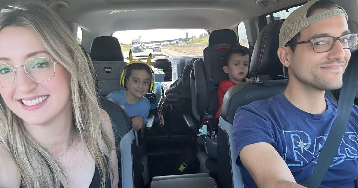 The Feld family — from left: Jennifer, Kameron, Micah and Eric — driving from Tampa to Atlanta to escape Hurricane Milton. 