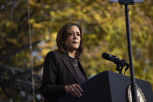 Democratic presidential nominee Vice President Kamala Harris speaks in Michigan Oct. 18. 