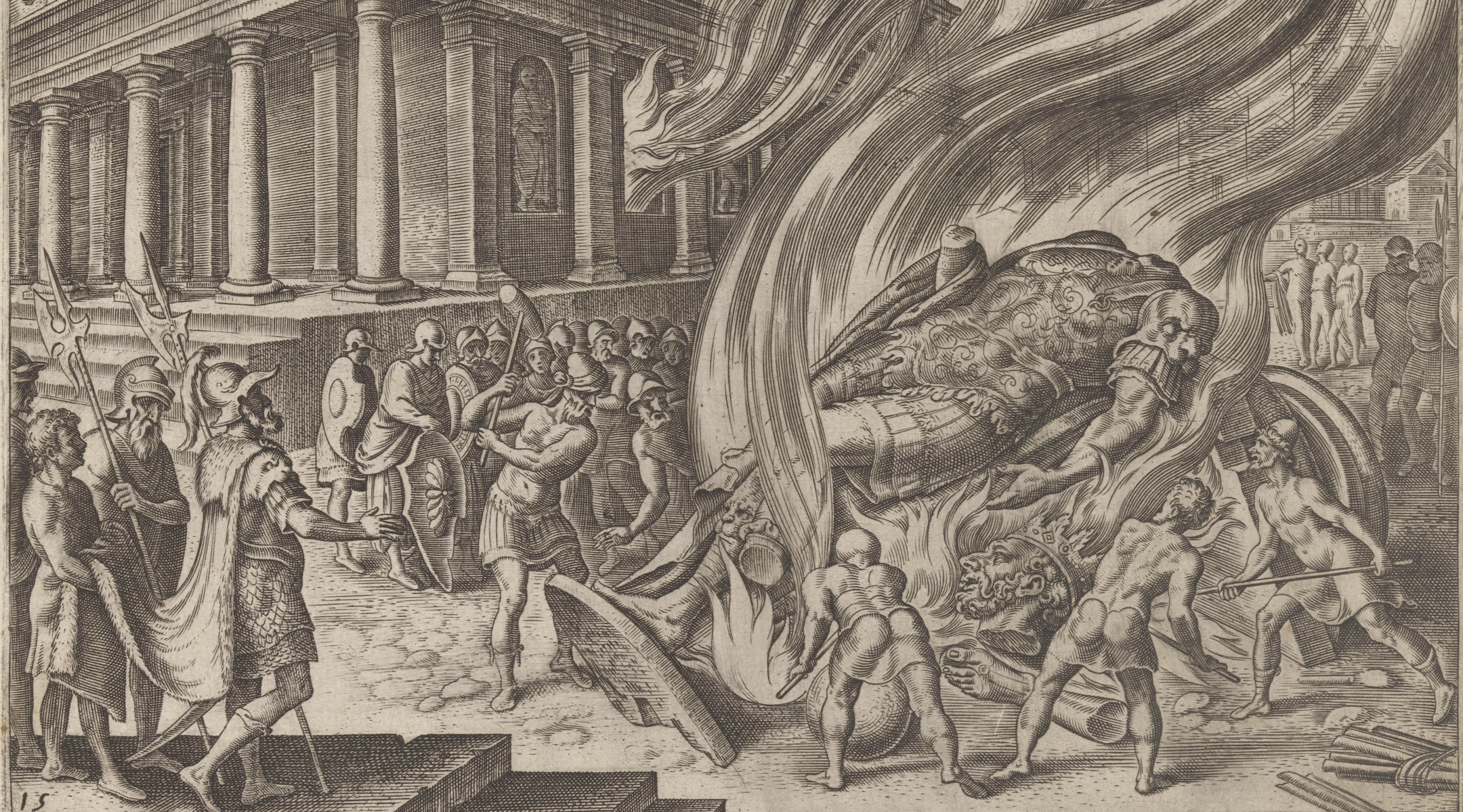 Jehu Destroying The Temple and Statue of Baal, 1569 print by Maarten van Heemskerck, Prints Department, Royal Library of Belgium