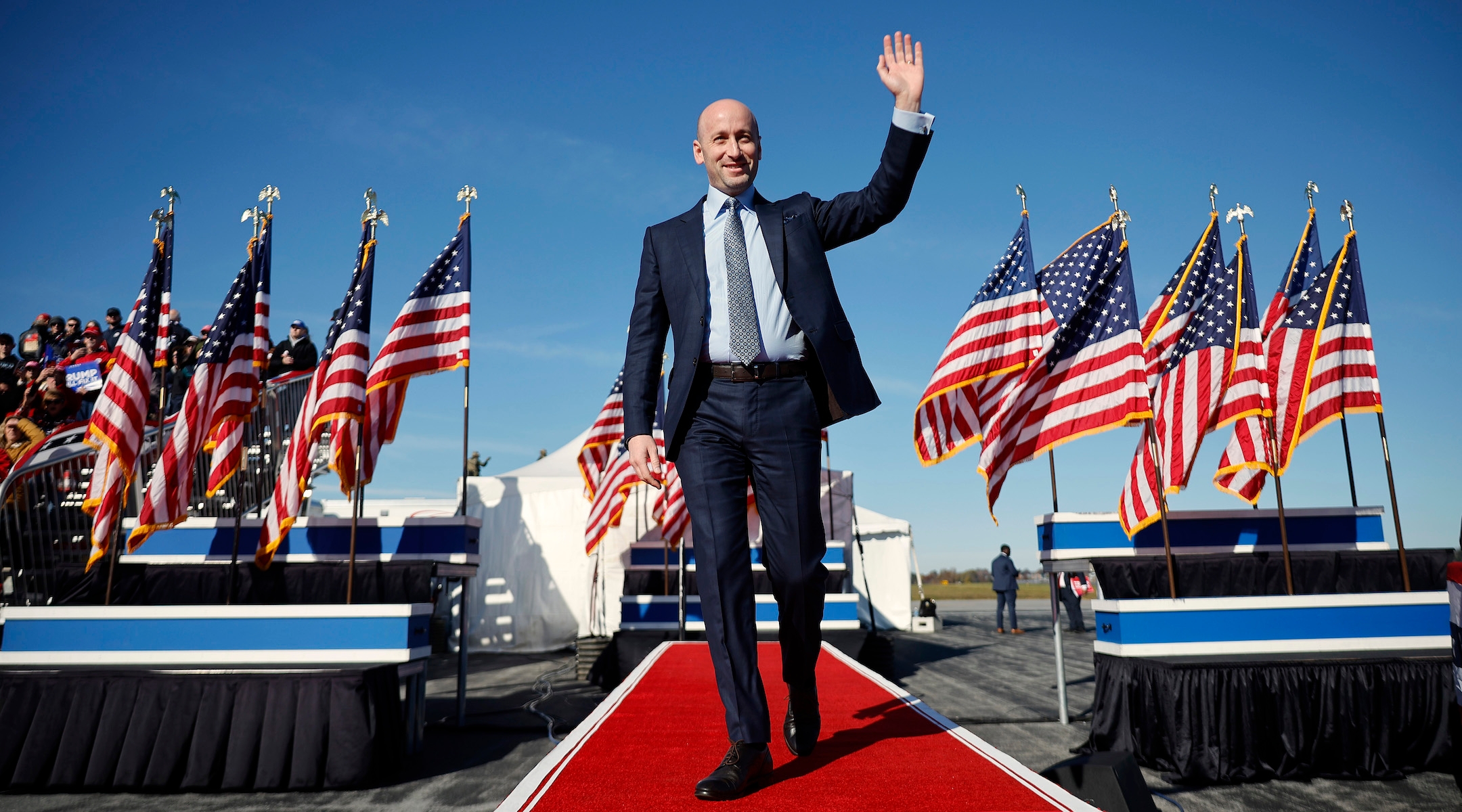 Stephen Miller, a former Trump official, at a campaign rally in Lititz, Pennsylvania on Nov. 3, 2024.