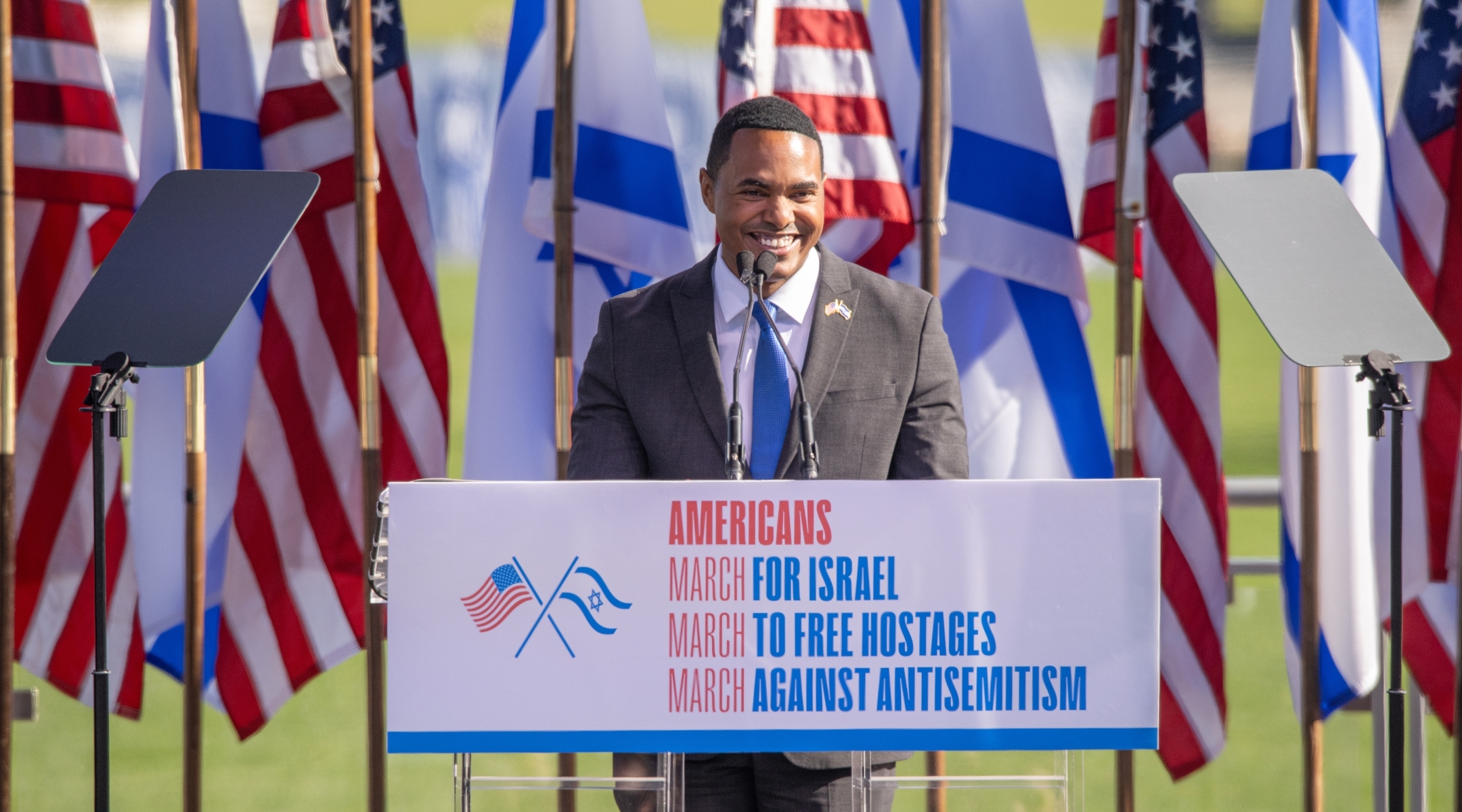 Rep. Ritchie Torres, a New York Democrat, speaks at the March For Israel at the National Mall, Nov. 14, 2023. (Noam Galai/Getty Images)