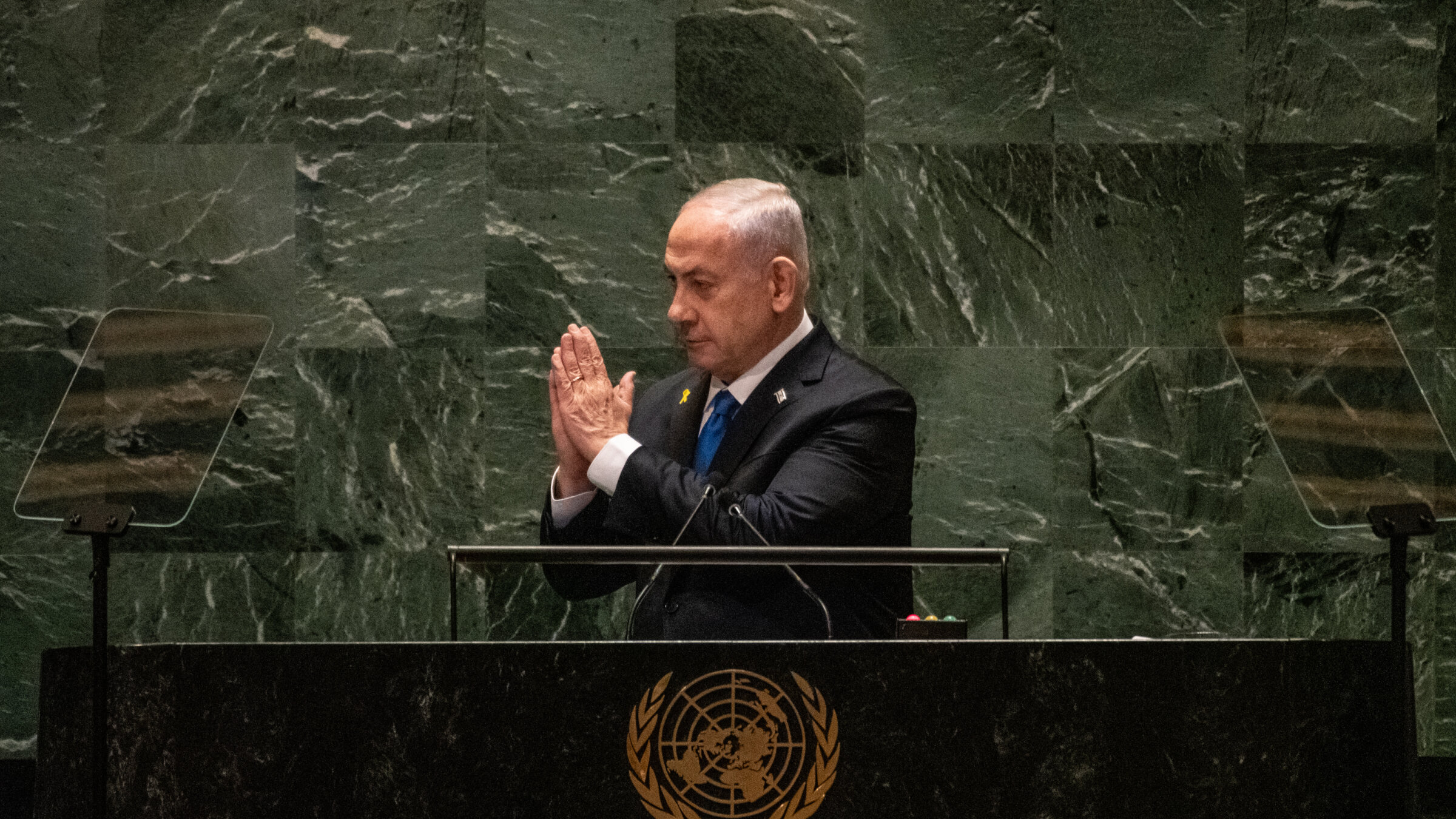 Israeli Prime Minister Benjamin Netanyahu speaks at the United Nations on Sept. 27.