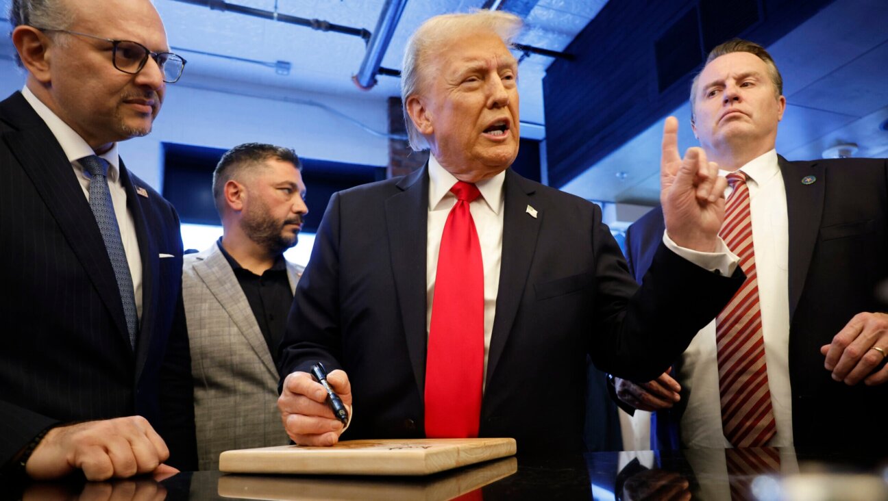 Republican presidential nominee, former President Donald Trump visits The Great Commoner cafe on November 1, 2024 in Dearborn, Michigan. (Chip Somodevilla/Getty Images)