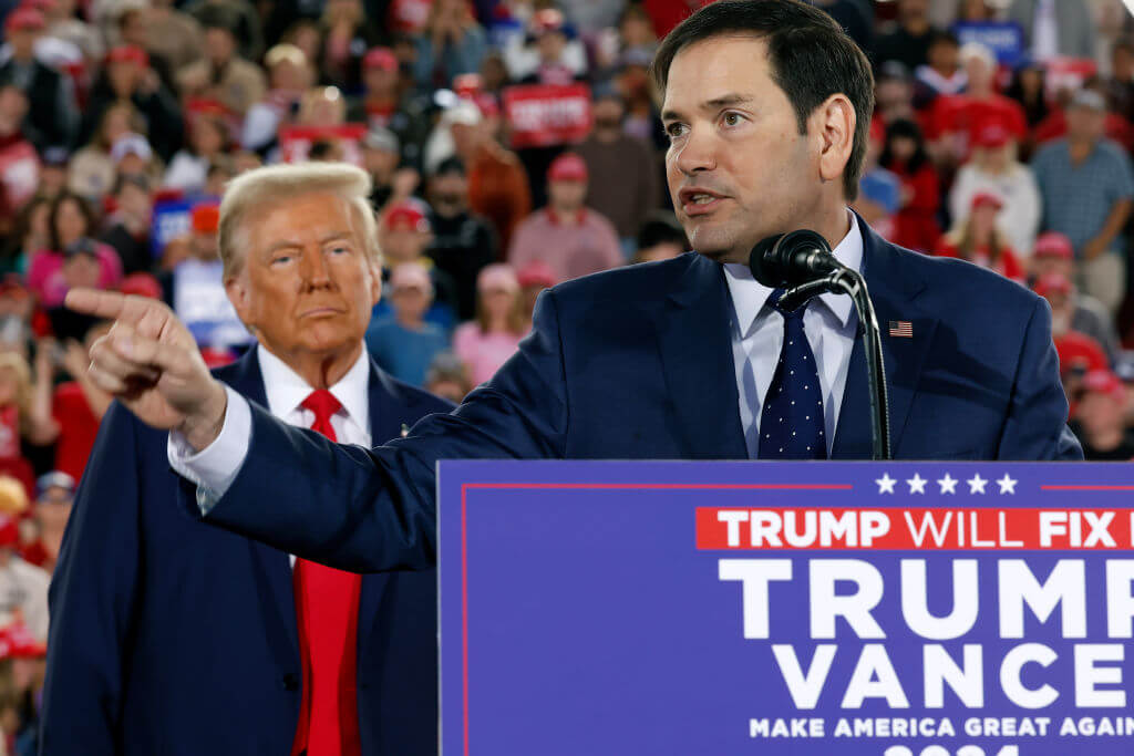 Sen. Marco Rubio (R-Fla.) speaks during a Trump rally Nov. 4, 2024.