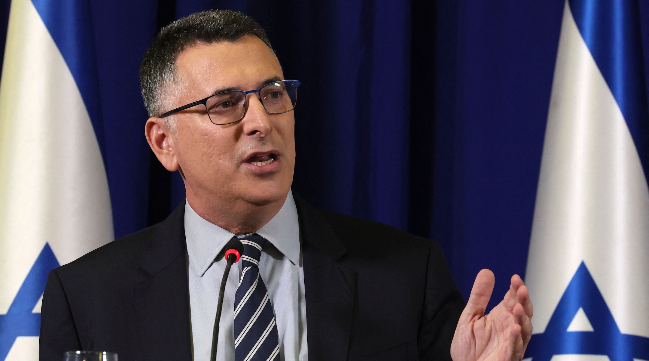 Israel’s new foreign minister, Gideon Saar, in a photo from a speech he gave in the Israeli city of Ramat Gan, July 10, 2022. (Jack Guez/AFP via Getty Images)