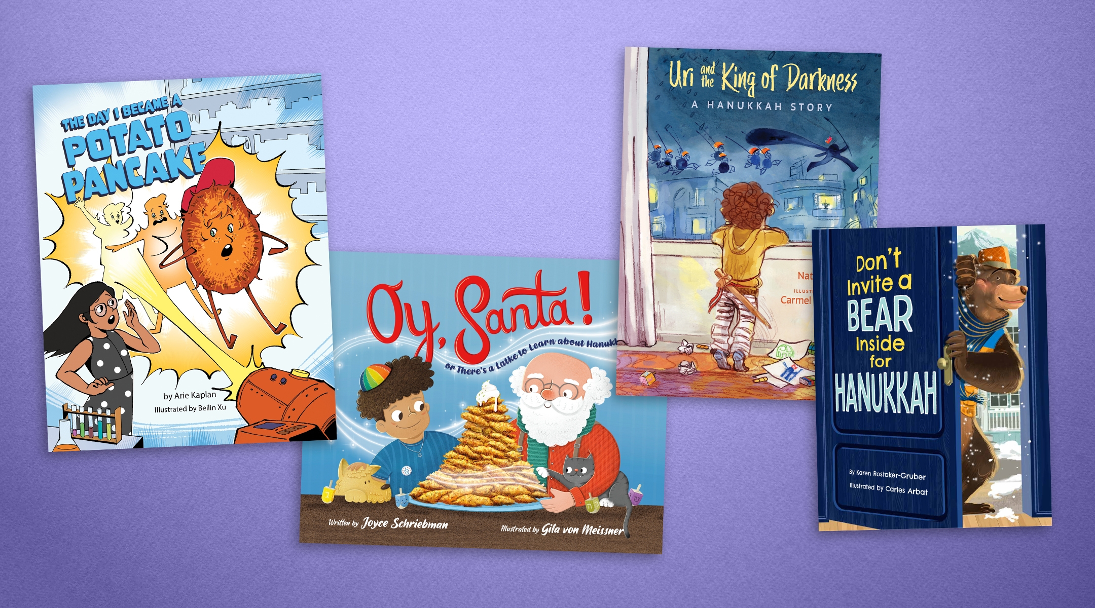 “Oy, Santa” is among the Hanukkah children’s books that also deal with Christmas that have come out in 2024. (Collage by Joe Strauss)