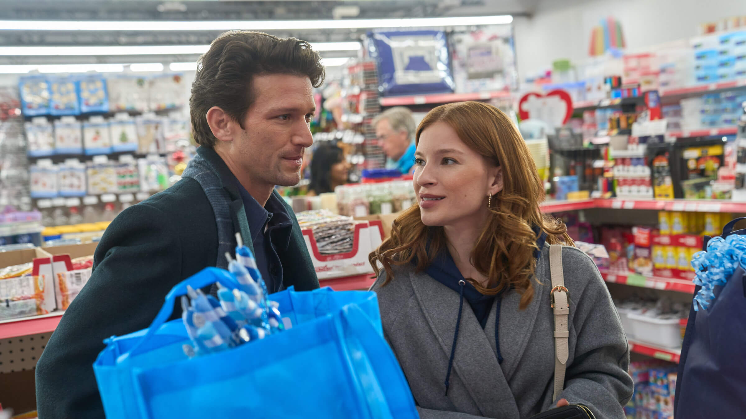 Stacey Farber and Daren Kagasoff in <i>Hanukkah on the Rocks.</i>
