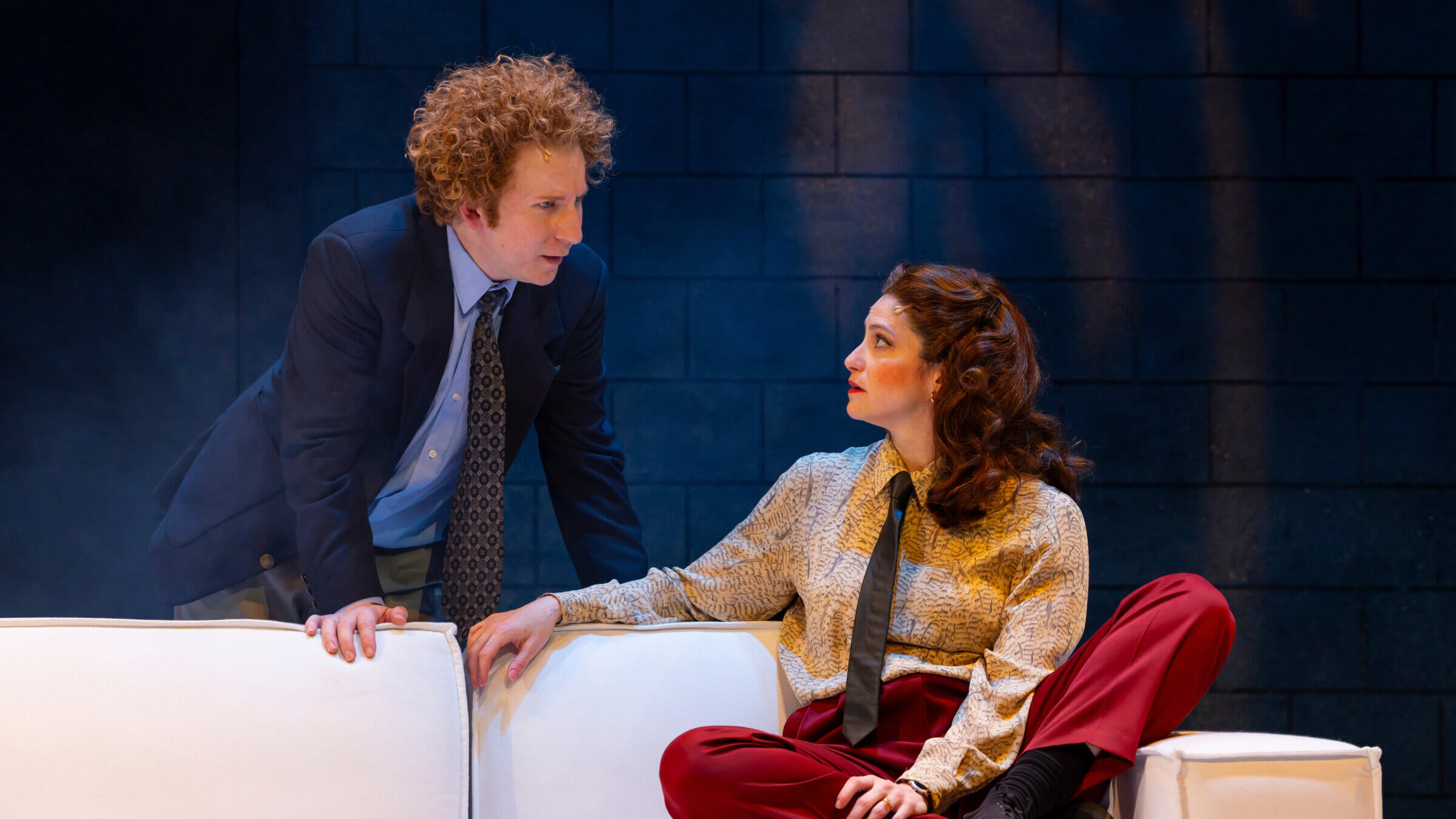 Jonathan Randell Silver (left) and Jordan Kai Burnett (right) star in <i>Gene and Gilda</i> at the George Street Playhouse in New Brunswick, New Jersey