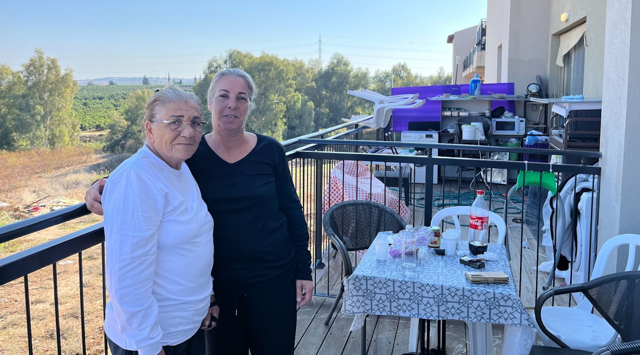 Miri Ben Shaanan (left) and Shani Atsmon (right) are among some 100 Kiryat Shmona evacuees living at the Yarden Boutique Hotel near Yesod Hamaala. (Uriel Heilman)