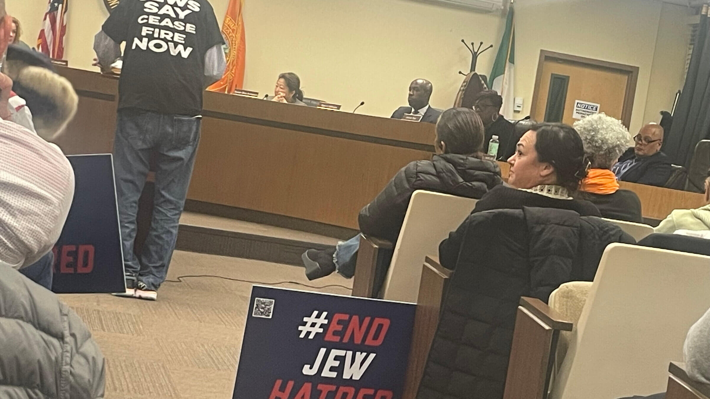 At Tuesday’s town council meeting, Jews and other people on all sides of the Israeli-Palestinian conflict spoke out about the fate of a volunteer police chaplain program.