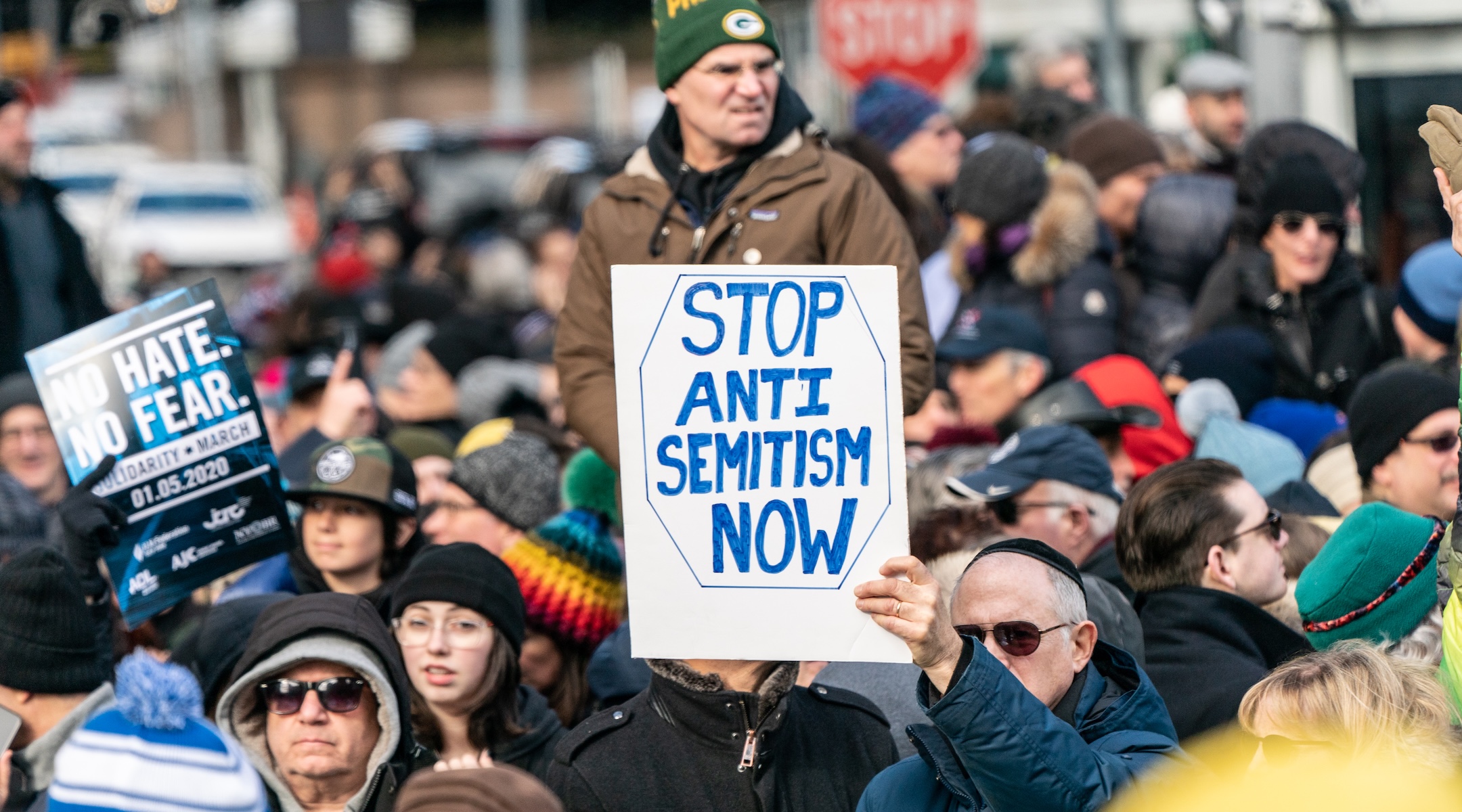 Protesters at a Jewish solidarity march in New York City on Jan. 5, 2020. (Jeenah Moon/Getty Images)