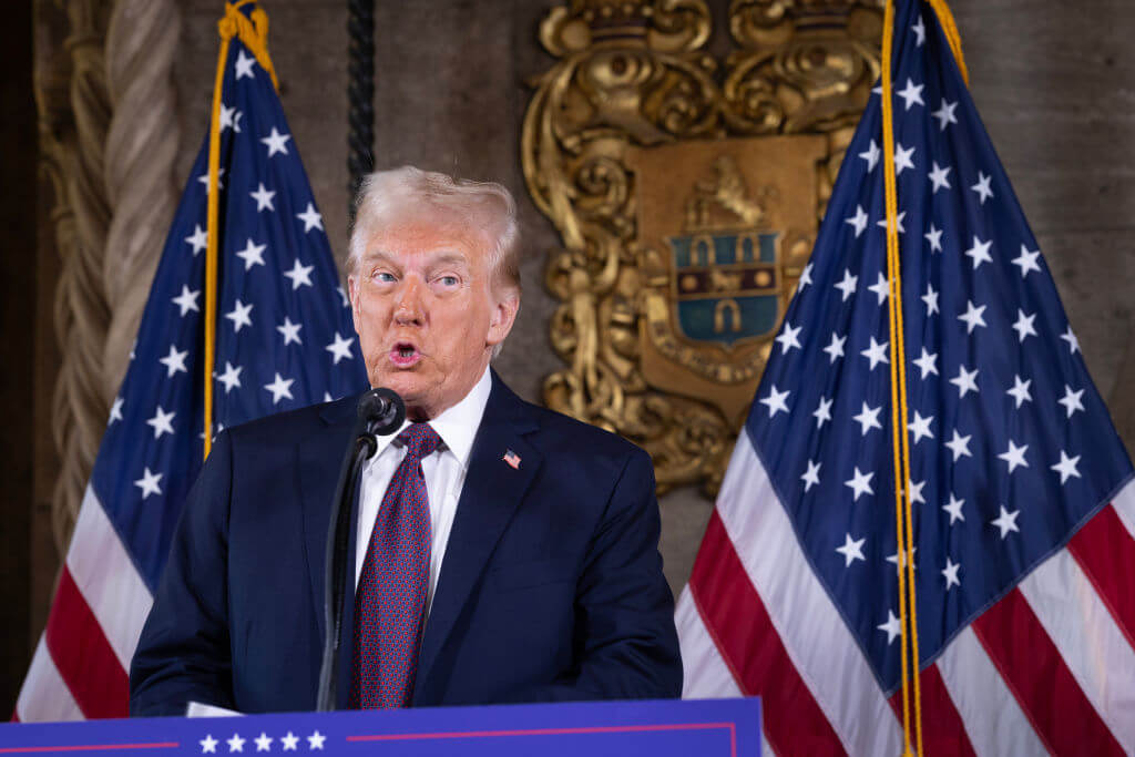 President-elect Donald Trump speaks to members of the media during a press conference at Mar-a-Lago on Jan. 7.