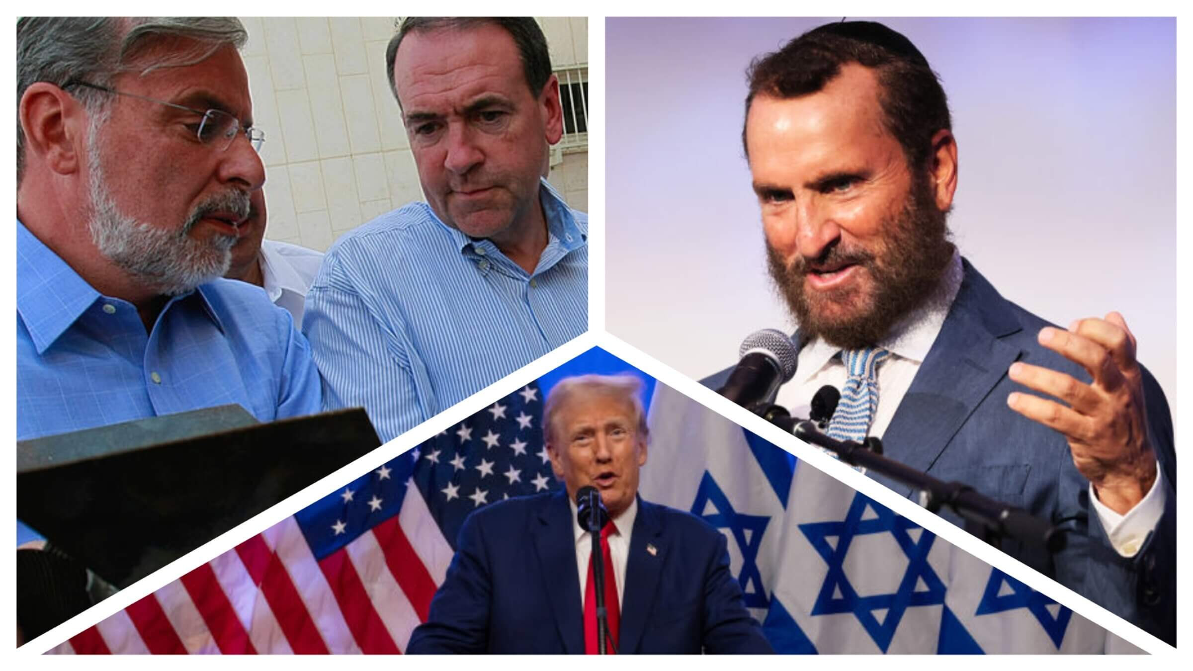 Collage photo of President-elect Donald Trump, Rabbi Shmuley Boteach and Dov Hikind 