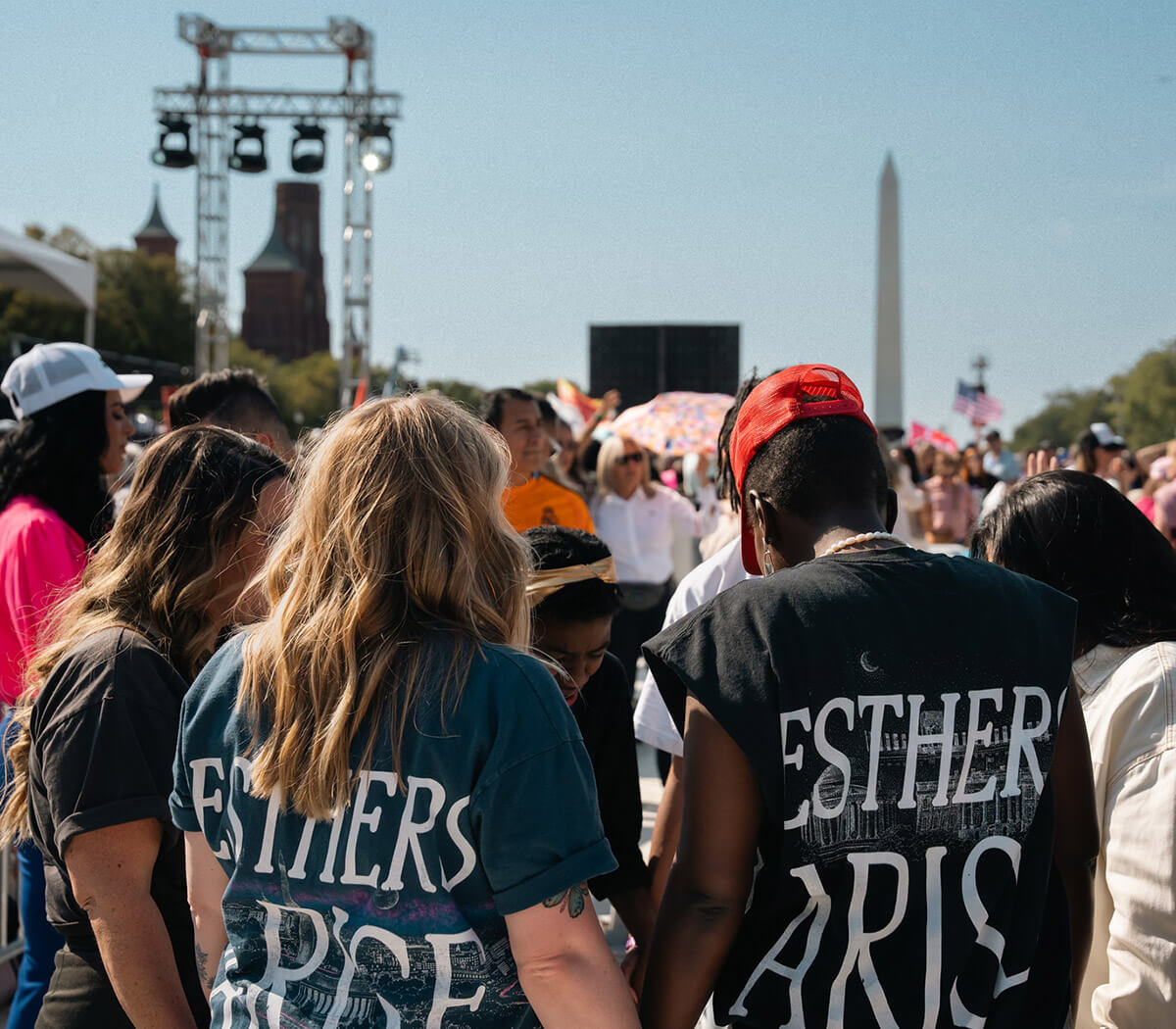 Attendees at the "Esther Call to the Mall" march in D.C. wore Esther-themed T-shirts.