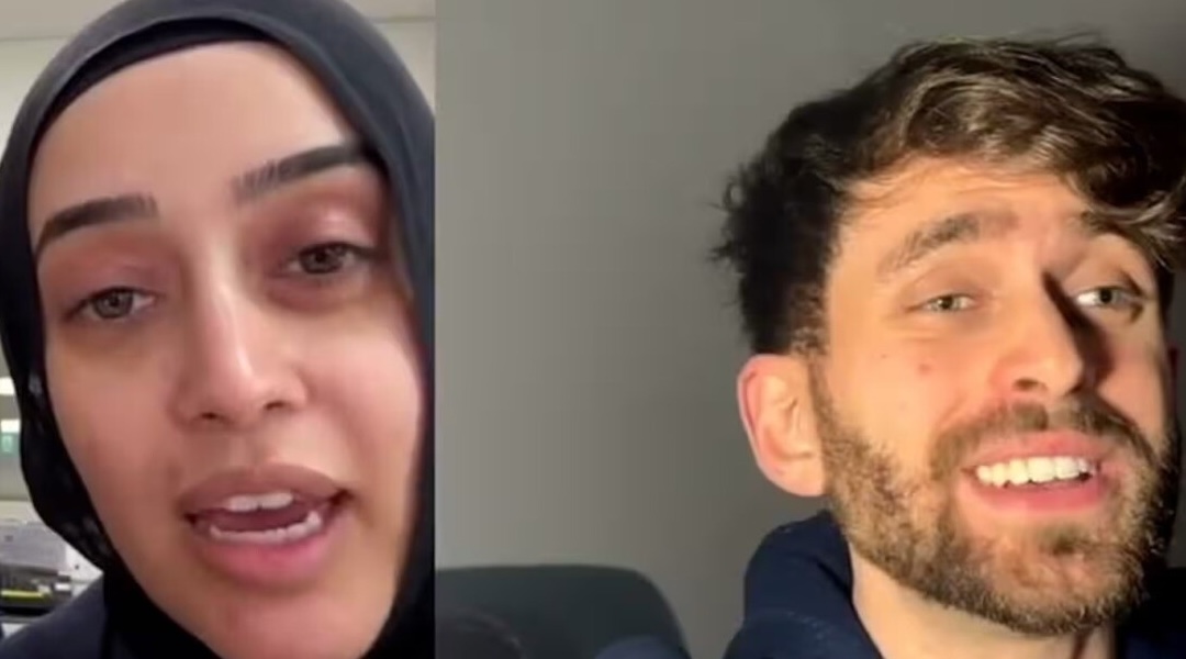 Israeli content creator Max Veifer and one of the nurses from Bankstown Hospital, Sarah Abu Lebdeh. (Screenshot)