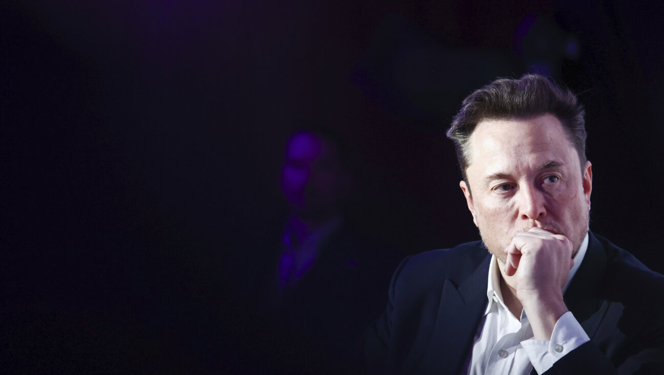 Elon Musk on stage symposium about antisemitism in Krakow, Poland, on January 22, 2024 following a visit to Auschwitz. The trip followed a controversy of Musk's endorsement of an antisemitic post on X, the social media platform he owns.