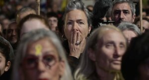 A rally marking 500 days since the Oct. 7 attack, held at Hostage Square in Tel Aviv on Feb. 17, 2025. (Tomer Neuberg/Flash90)