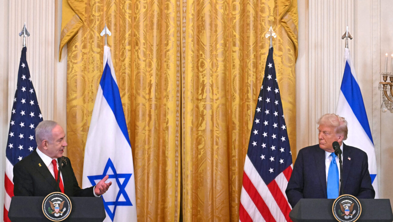 US President Donald Trump listens to Israel’s Prime Minister Benjamin Netanyahu speak during a press conference in the East Room of the White House in Washington, DC, Feb. 4, 2025. (Jim Watson/AFP via Getty Images)