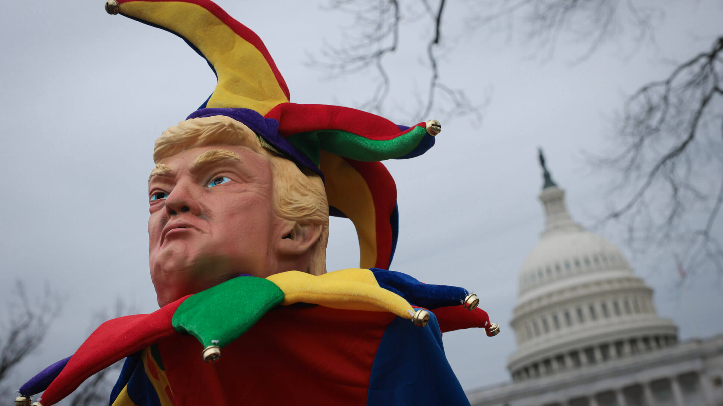 A likeness of Donald Trump at a rally supporting USAID near the U.S. Capitol Feb. 5.