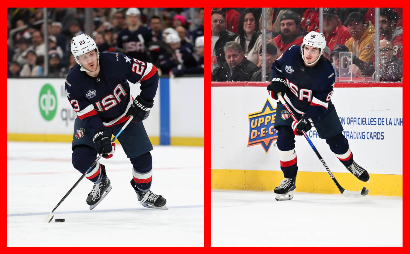 Adam Fox (L) and Jack Hughes have starred for Team USA in the NHL 4 Nations Face-Off. 