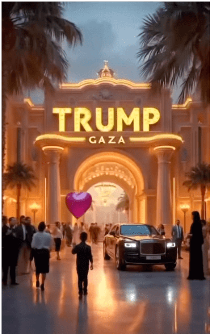 The AI video shows Trump Gaza, which will probably have a casino.