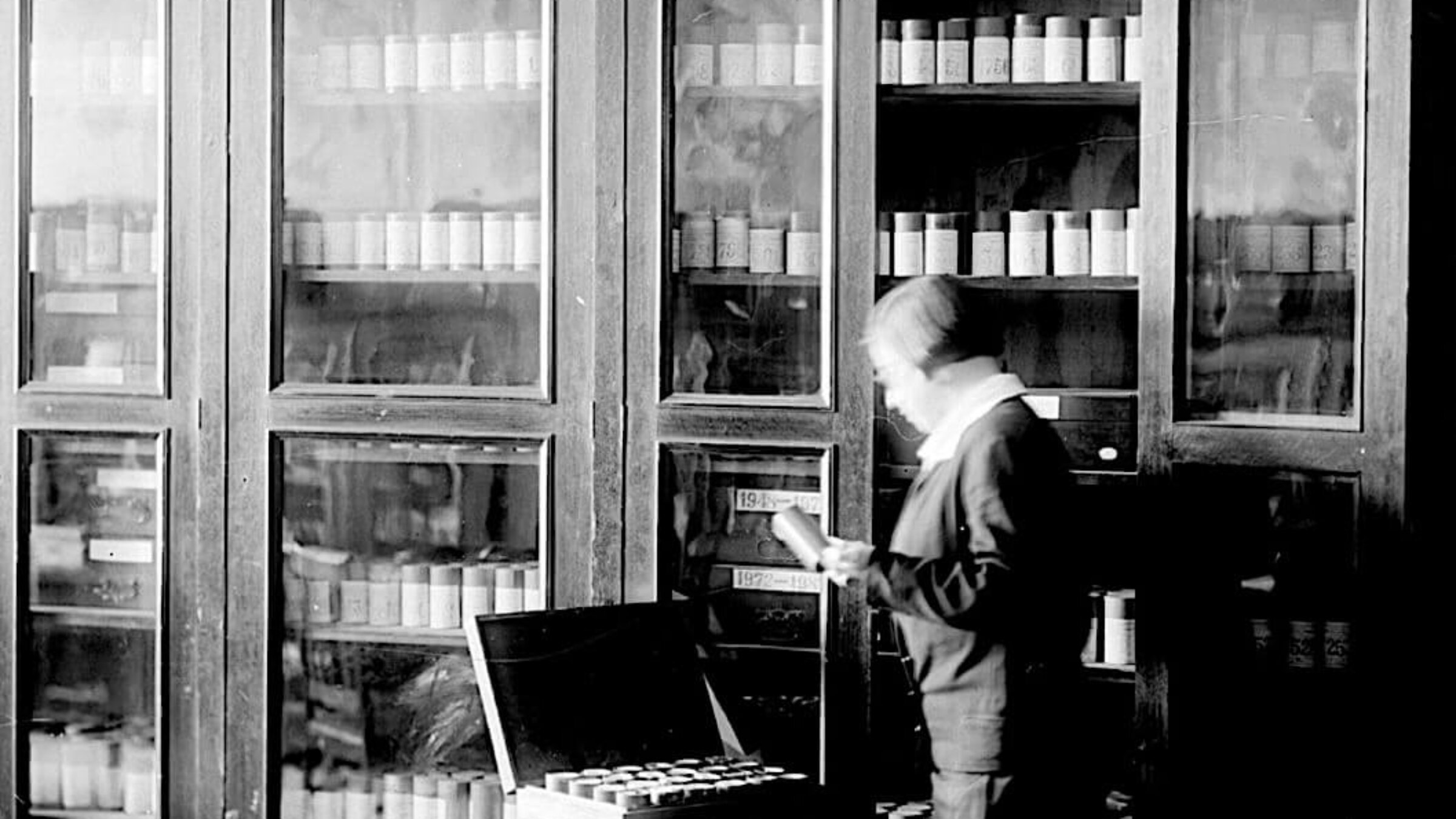 Sofia Magid in the sound archive at the Pushkin House, St. Petersburg, circa 1940s