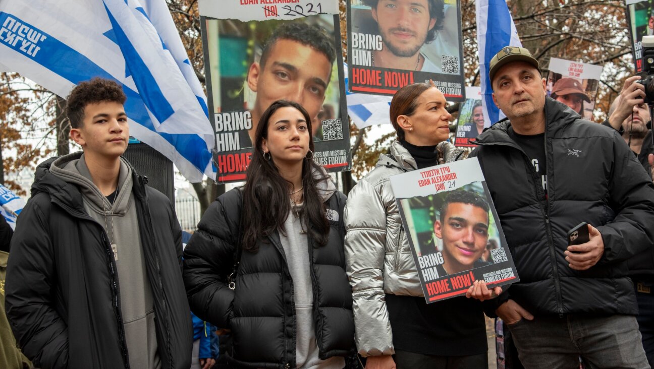 The family of Edan Alexander, an American held captive in Gaza, protests for his release in December 2024 in New York City. (Alon Kaplun)