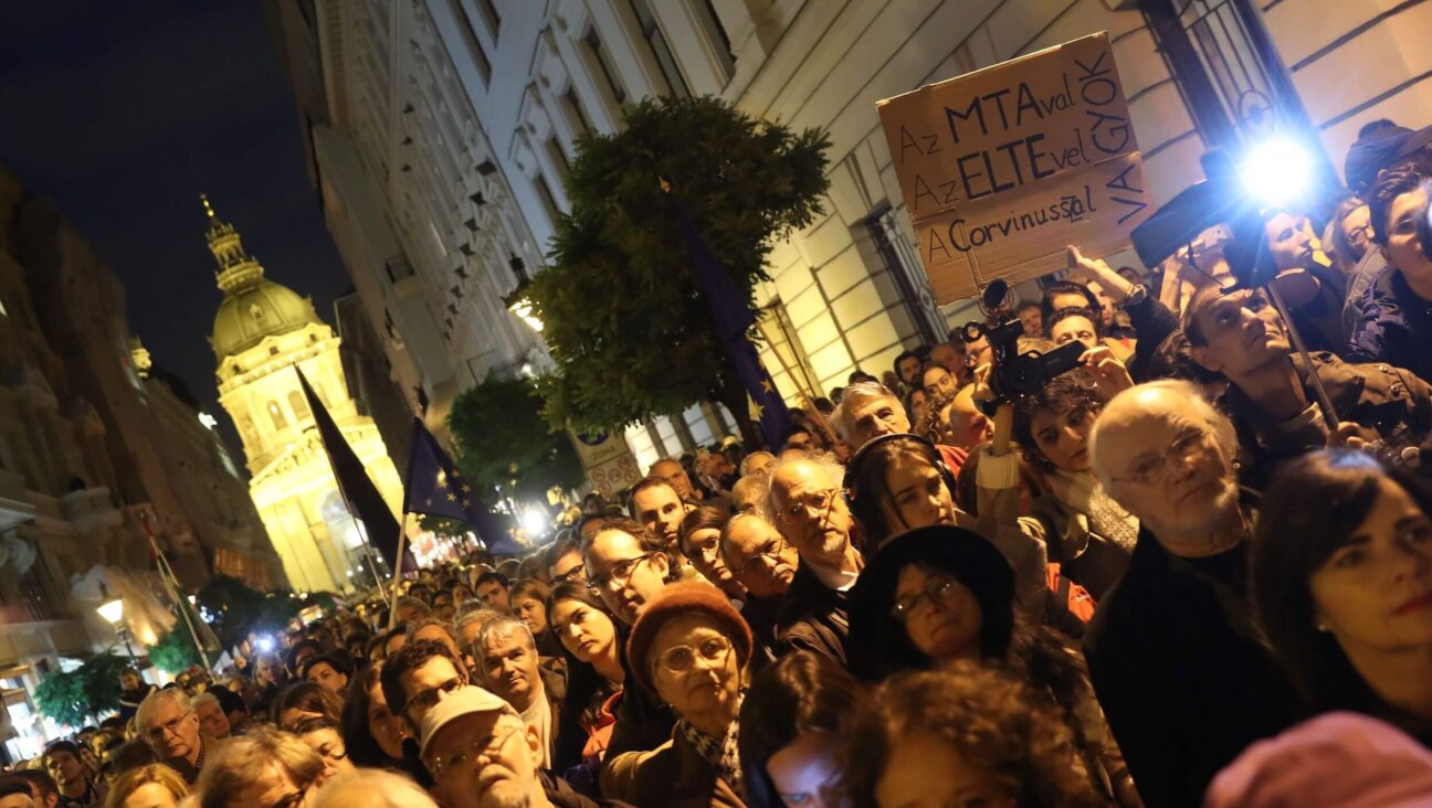 Protesters in Budapest, Hungary demonstrate in favor of the Central European University under the call "I stand with CEU" on Oct. 26, 2018. 