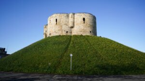 A view of Clifford’s Tower, the site where an estimated 150 Jews were killed in a medieval pogrom in 1190. (Photo by Ian Forsyth/Getty Images)