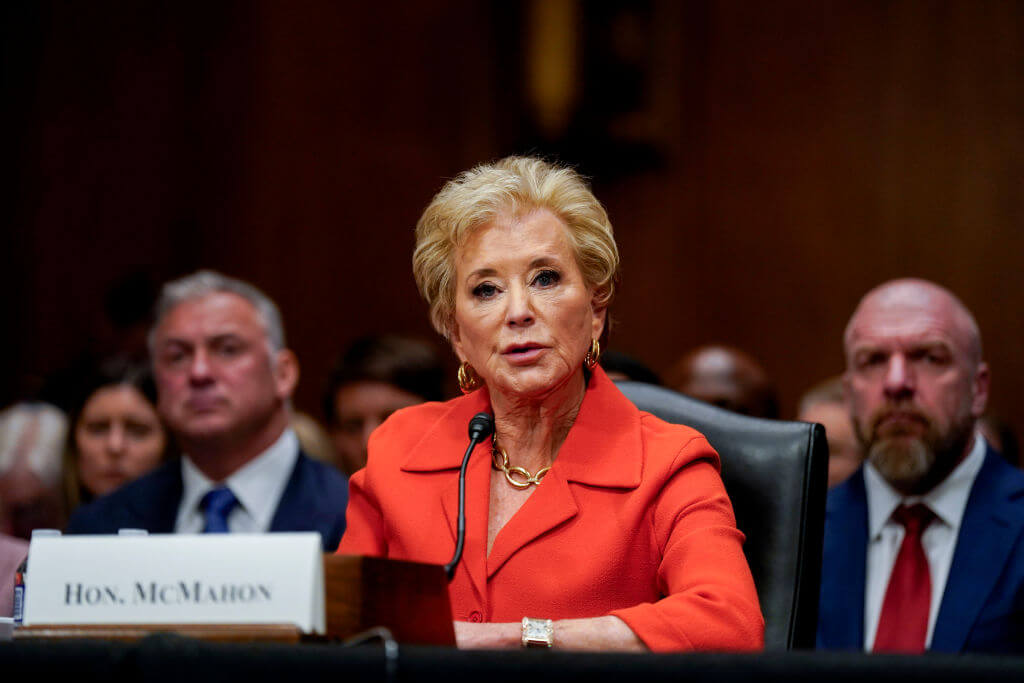 Linda McMahon during her confirmation hearing to lead the Department of Education, on Feb. 13.