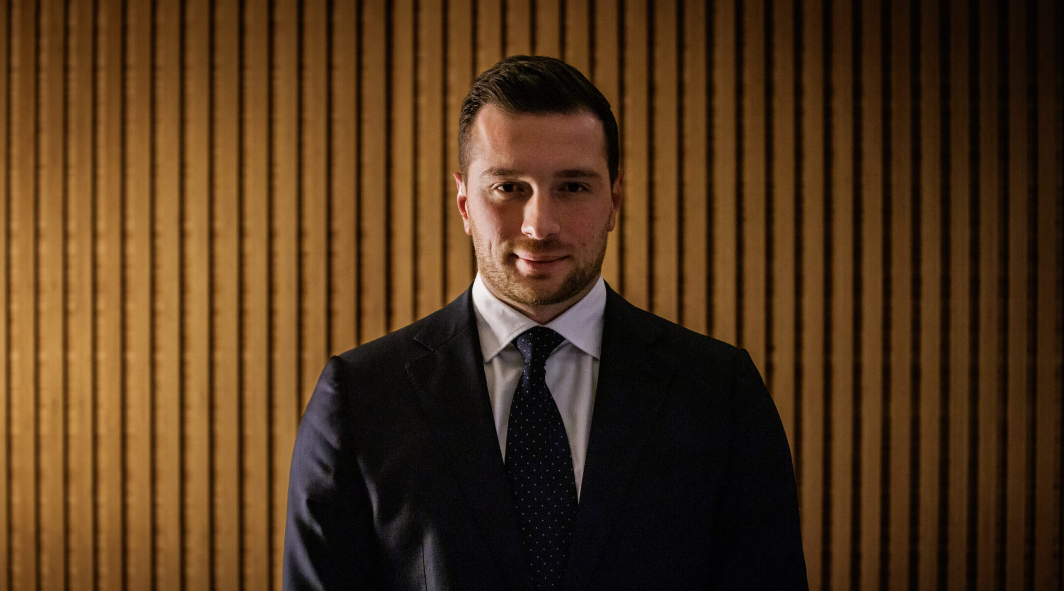 French politician Jordan Bardella, president of the National Rally (Rassemblement National) party, poses for a portrait at the Dupont Circle Hotel on February 19, 2025 in Washington, D.C. (Samuel Corum/Getty Images)