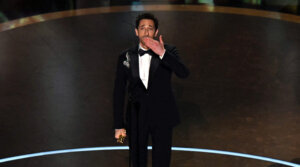 Actor Adrien Brody accepts the award for Best Actor in a Leading Role for “The Brutalist” onstage during the 97th Annual Academy Awards at the Dolby Theatre in Hollywood, California, March 2, 2025. (Patrick T. Fallon / AFP via Getty Images)