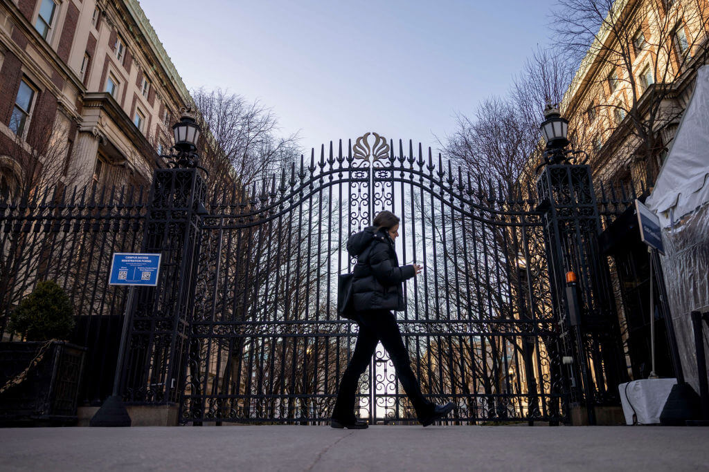 An entrance to Columbia University in New York in March.