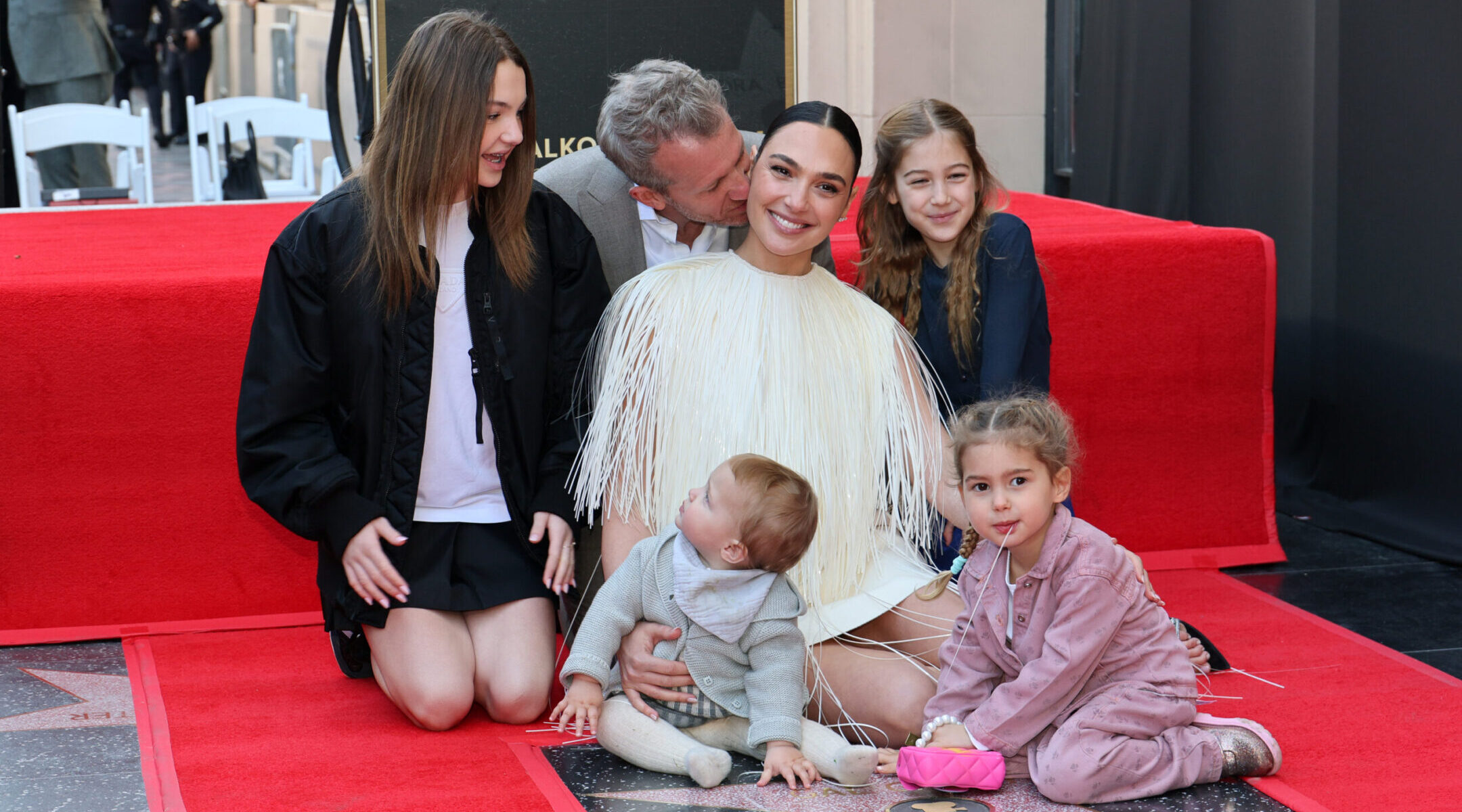 Gal Gadot poses with her husband Jaron Varsano and daughters Alma, Ori, Maya and Daniella during the ceremony inaugurating Gadot’s star on the Hollywood Walk of Fame, March 18, 2025 in Hollywood, California. (Photo by Frazer Harrison/Getty Images)