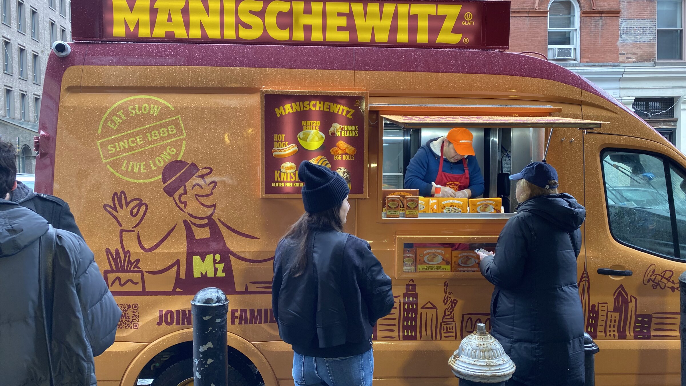 The Manischewitz Deli on Wheels served up warm soup and apps on a wet New York day.