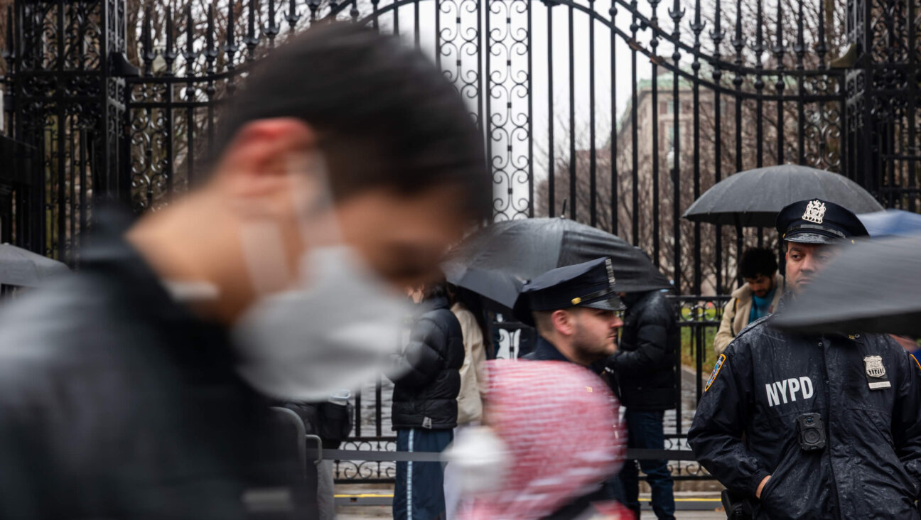 Protesters rally outside of Columbia University on March 24.