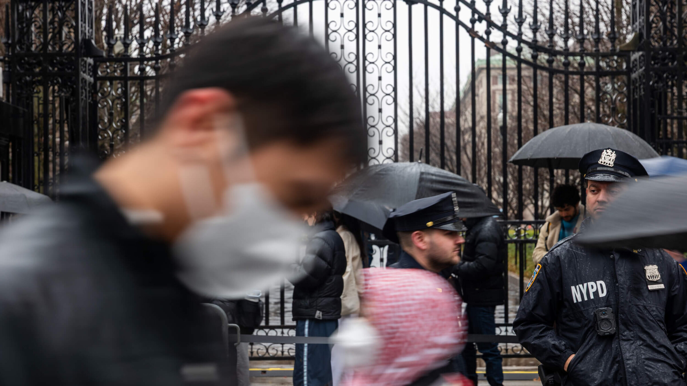 Protesters rally outside of Columbia University on March 24.