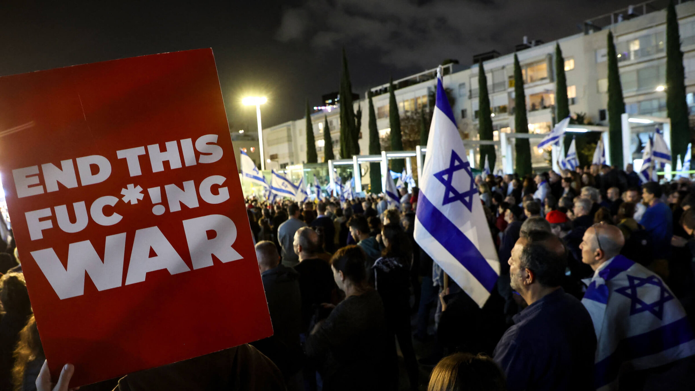 Israelis take part in protest calling for the end of the war and the release of the remaining hostages in Tel Aviv on March 18. 