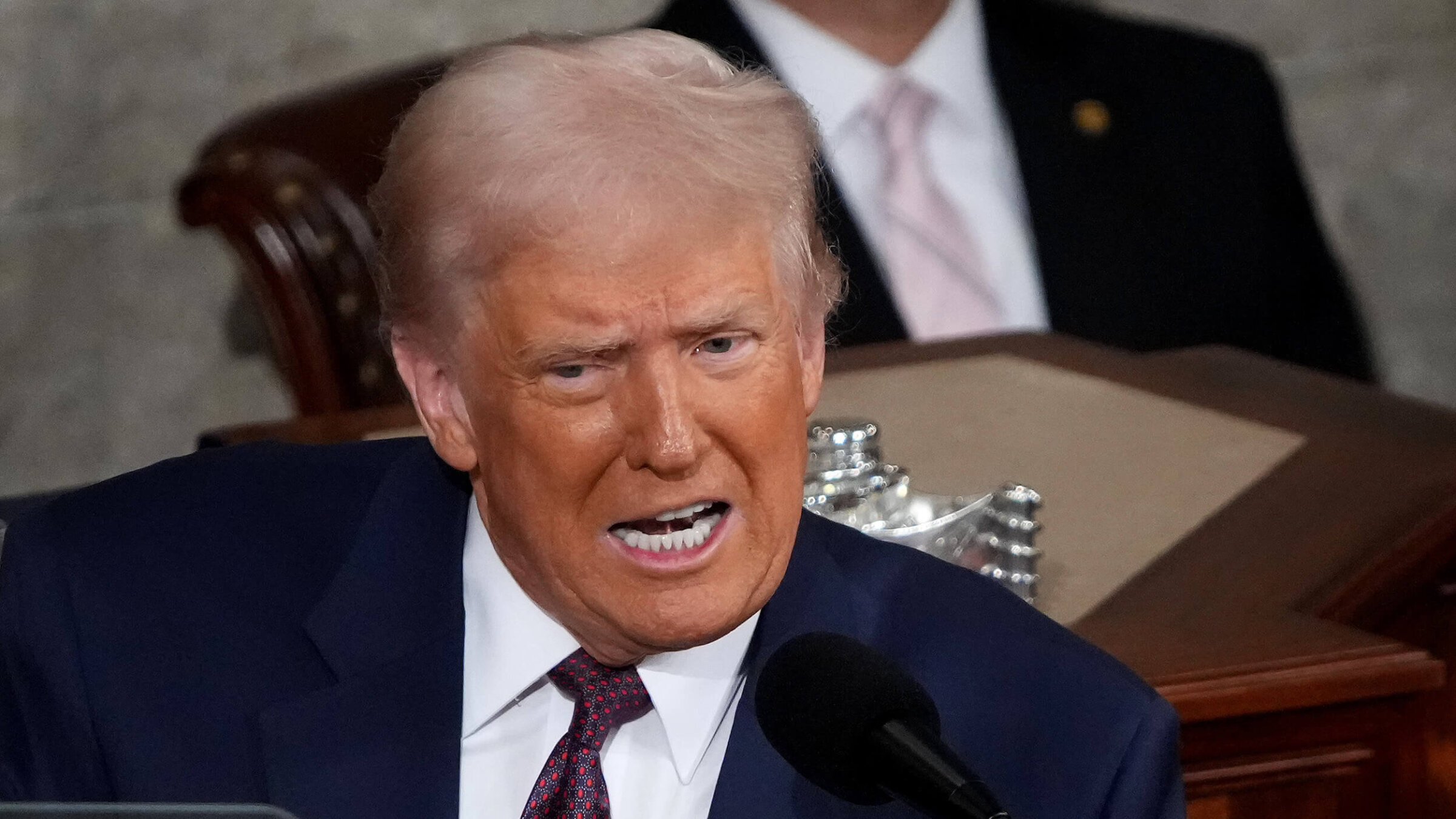 President Donald Trump addresses a joint session of Congress at the U.S. Capitol on March 4. 