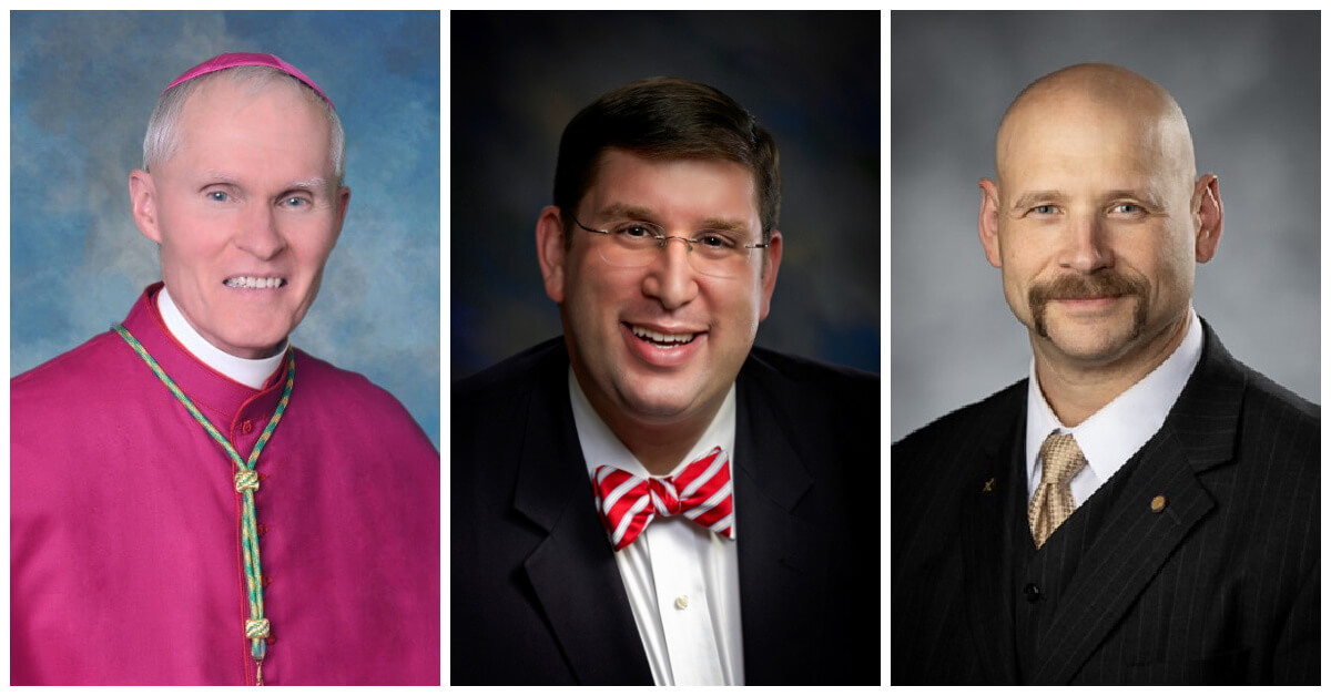 Left to right: Bishop Mark Brennan, Rabbi Joshua Lief and Delegate Henry Dillon.